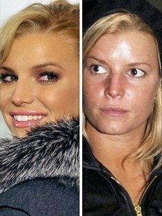 Снимки актрис с макияжем на лице и без него